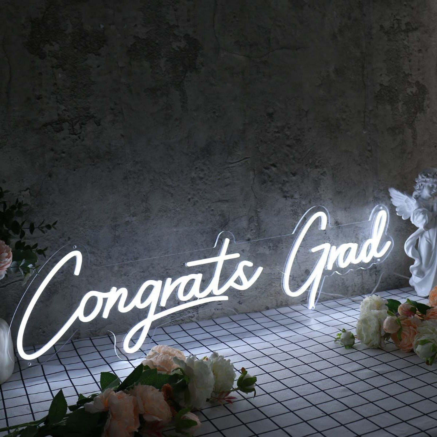 Congrats Grad White Led Neon Sign - Shineneon