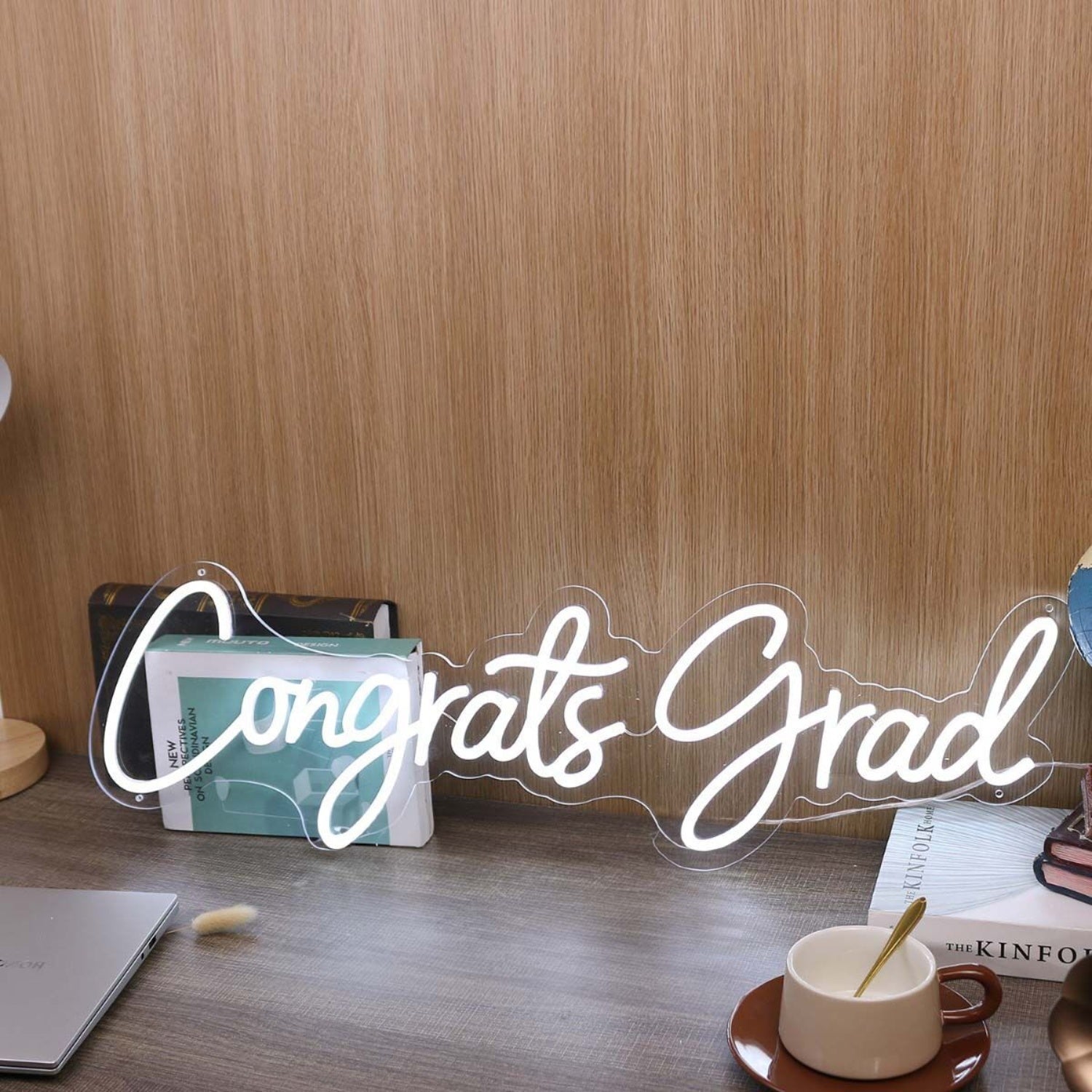Congrats Grad White Led Neon Sign Wall Art - Shineneon