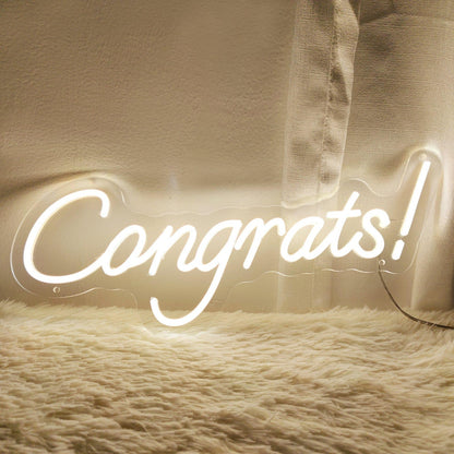 Congrats Warm White Led Neon Sign Indoor Celebration Decor | Shineneon