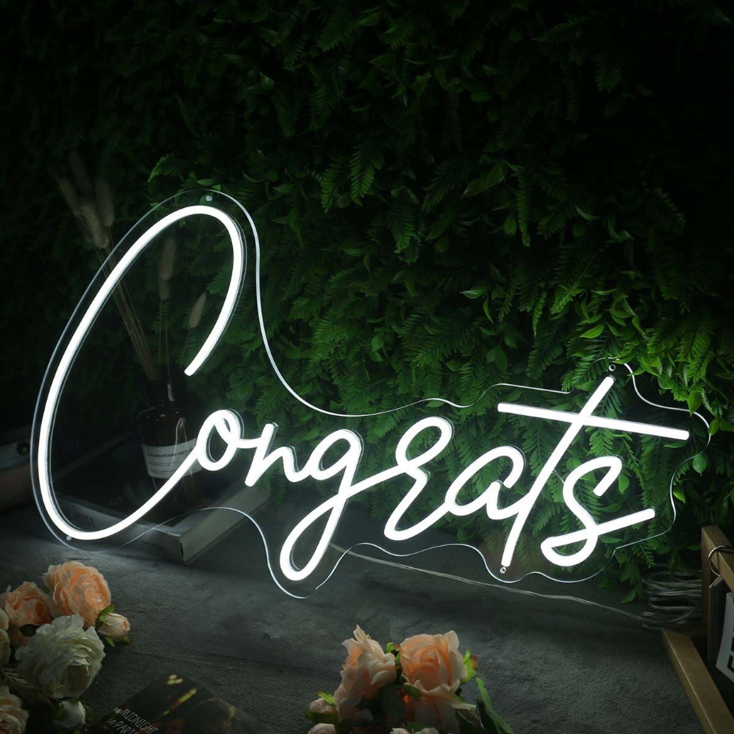 Congrats White Custom Led Neon Sign | Shineneon