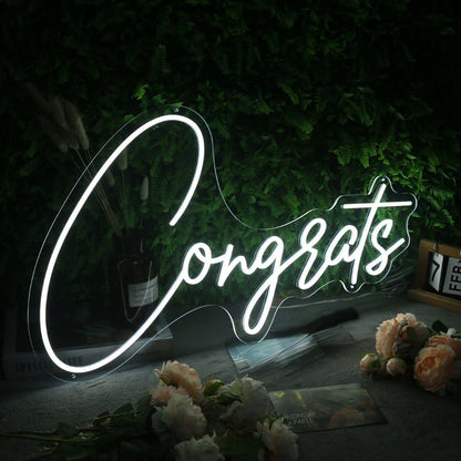 Congrats White Custom Led Neon Sign | Shineneon
