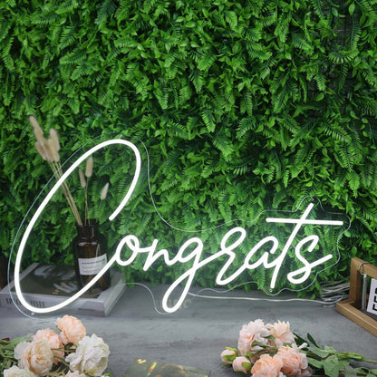 Congrats White Custom Led Neon Sign | Shineneon