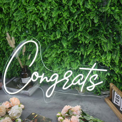 Congrats White Custom Led Neon Sign | Shineneon