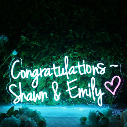 Congratulations Shawn And Emily Blue Led Neon Sign - Shineneon