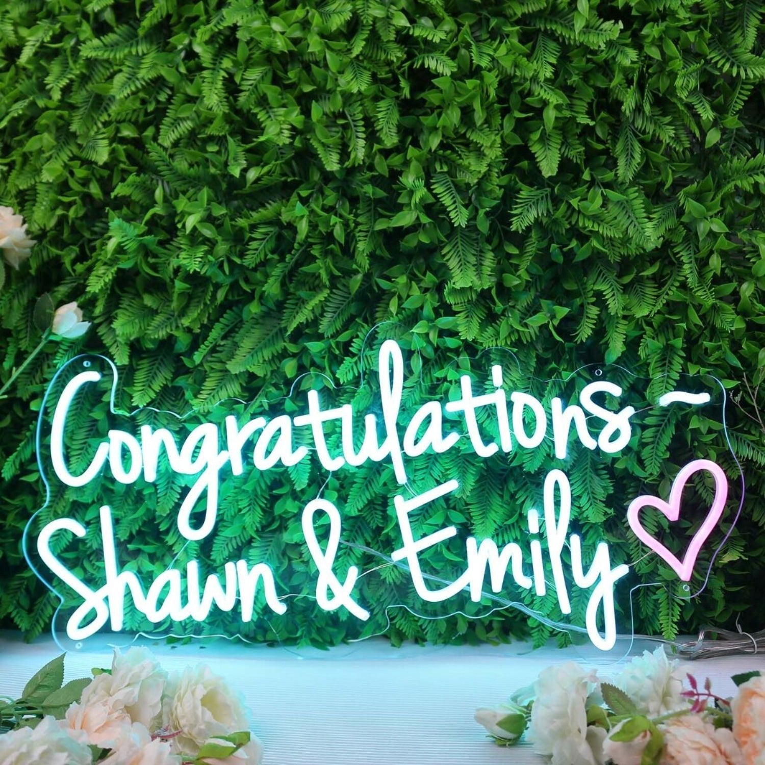 Congratulations Shawn And Emily Blue Led Neon Sign - Shineneon