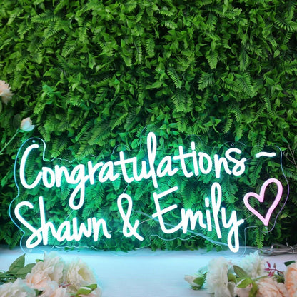 Congratulations Shawn And Emily Blue Led Neon Sign - Shineneon