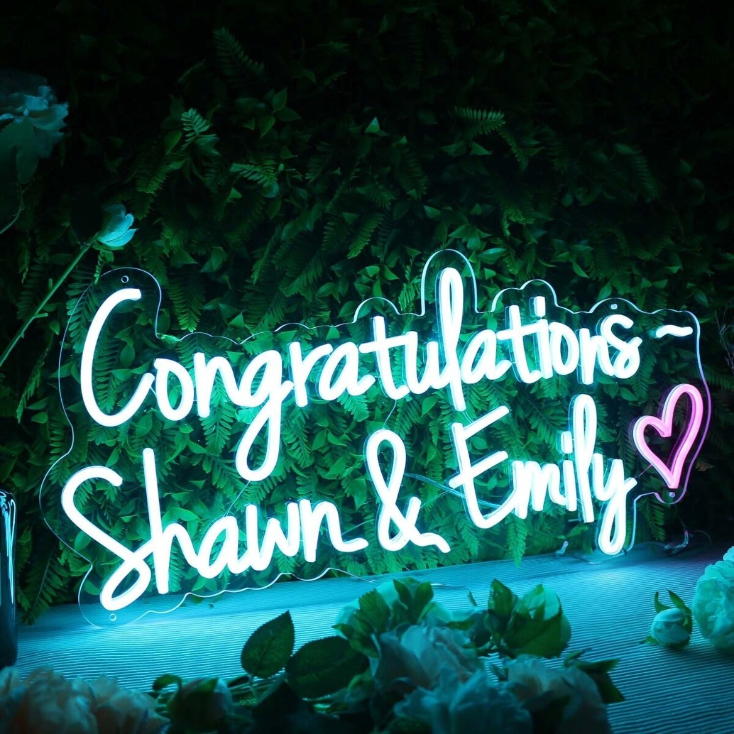 Congratulations Shawn And Emily Blue Led Neon Sign - Shineneon