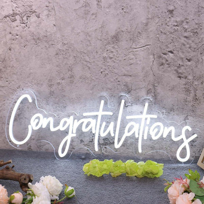 Congratulations White Led Neon Sign - Shineneon