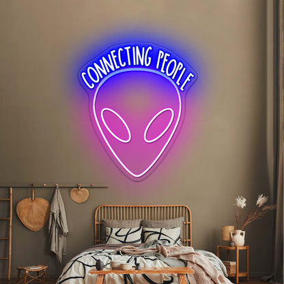 Connecting People Space Alien Neon Sign For Home Decor - Shineneon
