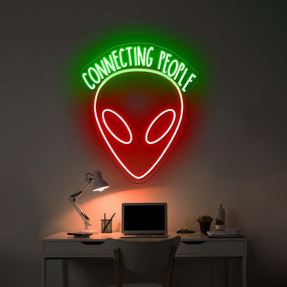 Connecting People Space Alien Neon Sign For Home Decor - Shineneon