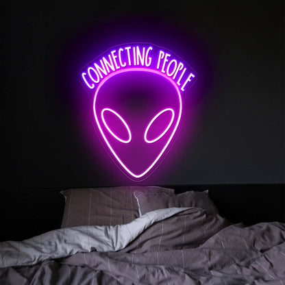 Connecting People Space Alien Neon Sign For Home Decor - Shineneon