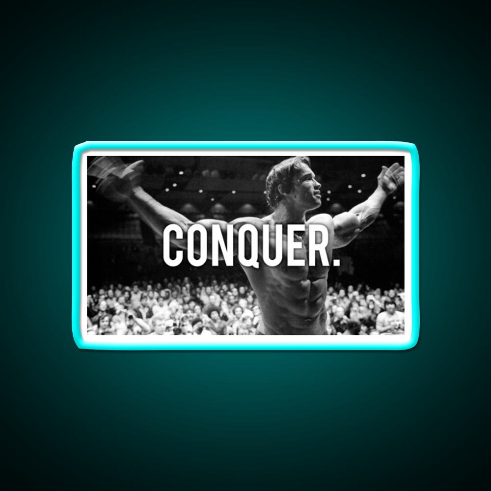 Conquer Arnold Poster Gym Fitness Led Neon Sign Rgb Color