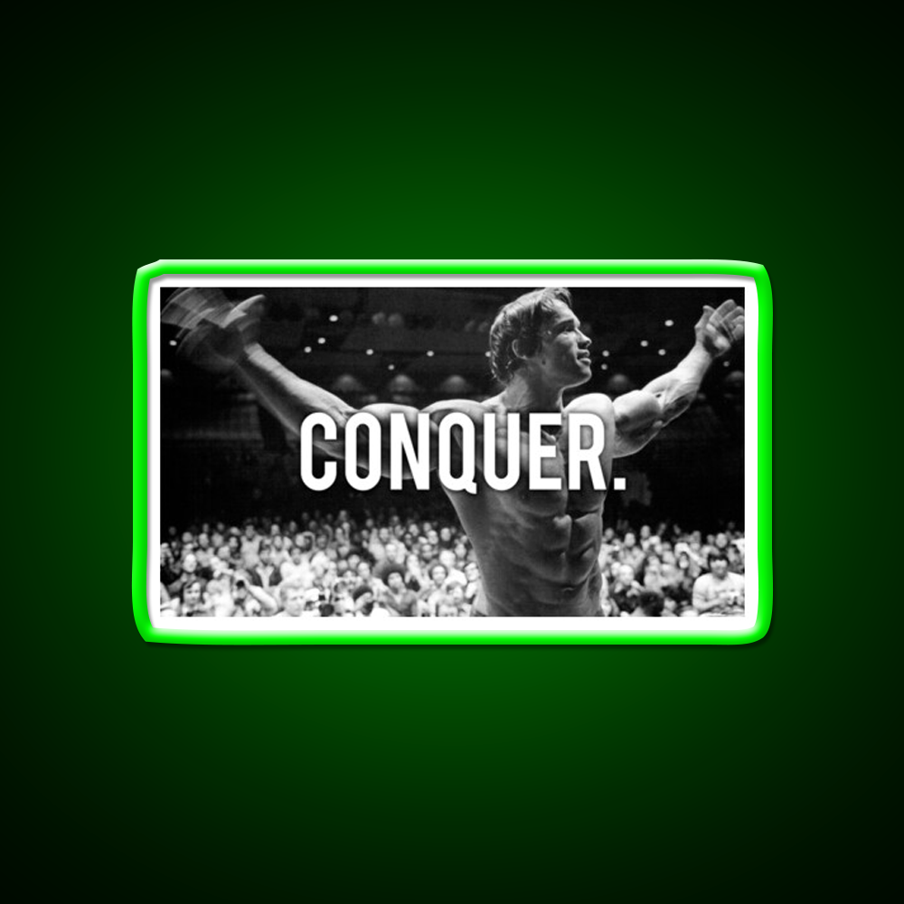 Conquer Arnold Poster Gym Fitness Led Neon Sign Rgb Color