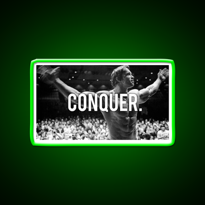 Conquer Arnold Poster Gym Fitness Led Neon Sign Rgb Color