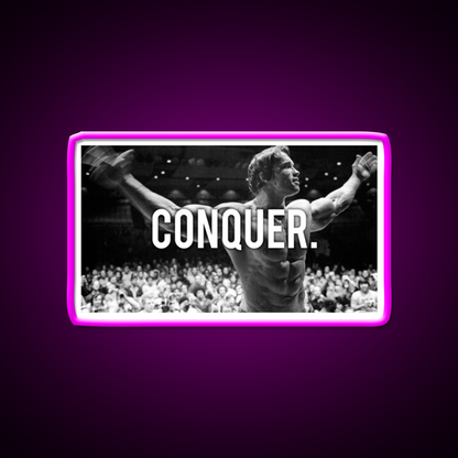 Conquer Arnold Poster Gym Fitness Led Neon Sign Rgb Color