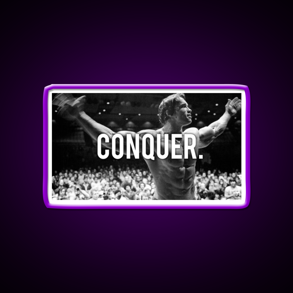 Conquer Arnold Poster Gym Fitness Led Neon Sign Rgb Color