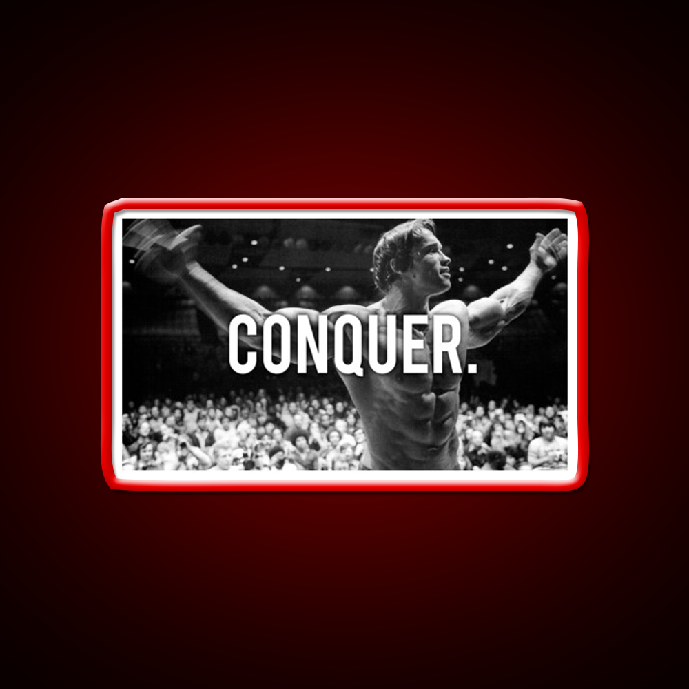 Conquer Arnold Poster Gym Fitness Led Neon Sign Rgb Color