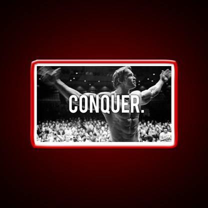 Conquer Arnold Poster Gym Fitness Led Neon Sign Rgb Color