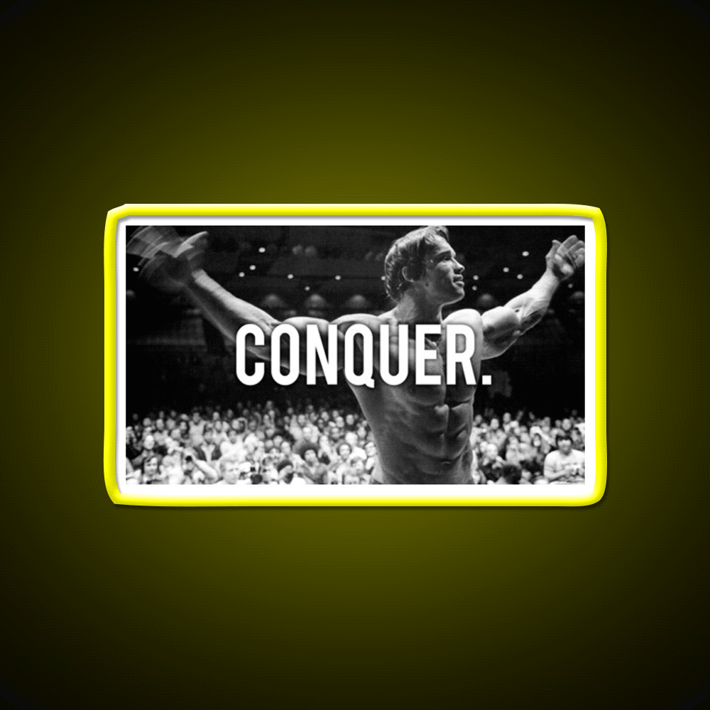 Conquer Arnold Poster Gym Fitness Led Neon Sign Rgb Color