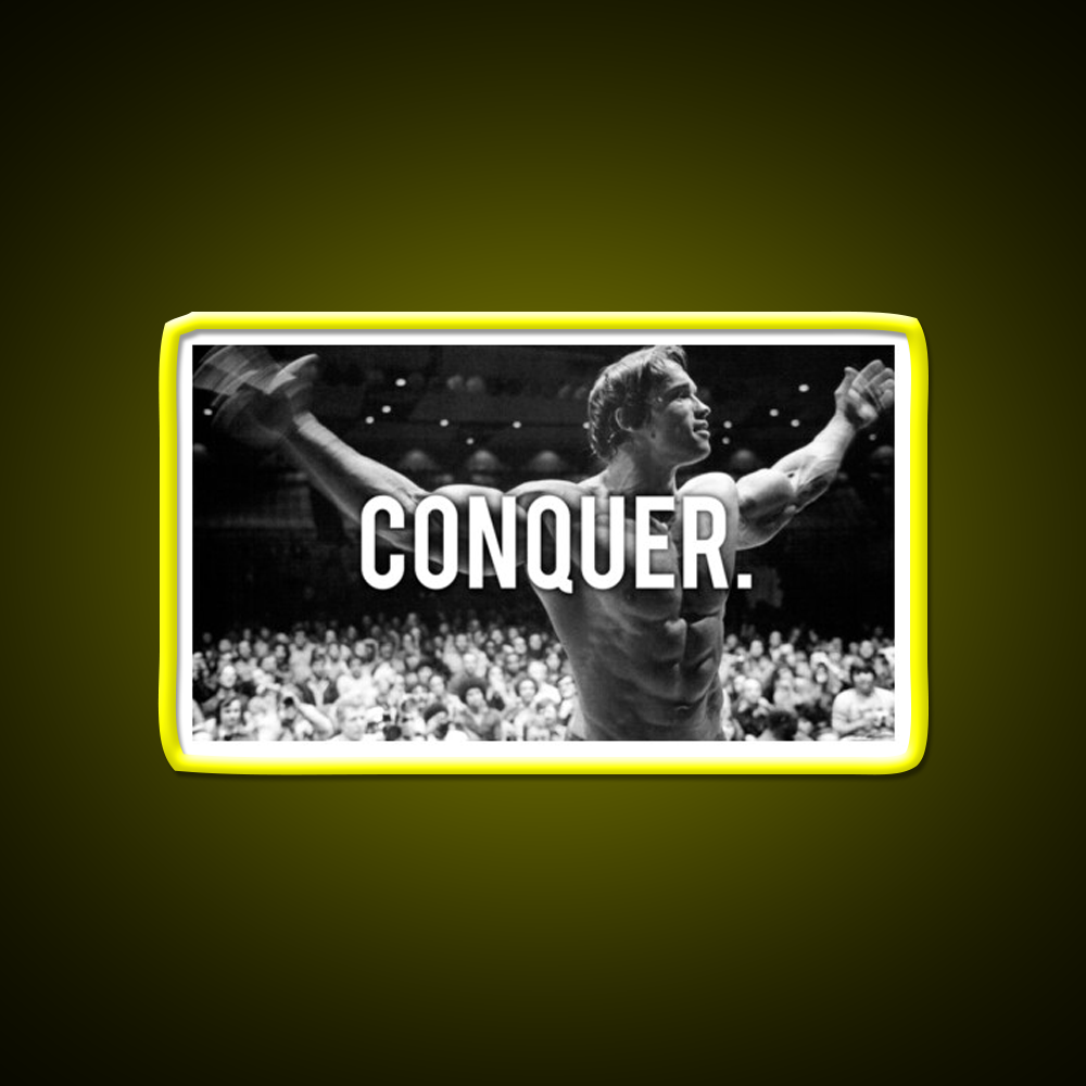 Conquer Arnold Poster Gym Fitness Led Neon Sign Rgb Color
