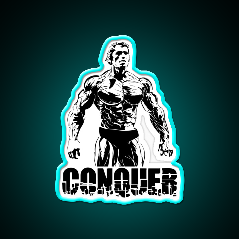 Conquer Arnold Schwarzenegger Bodybuilding Gym Fitness Led Neon Sign Rgb Color
