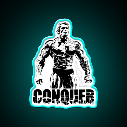 Conquer Arnold Schwarzenegger Bodybuilding Gym Fitness Led Neon Sign Rgb Color