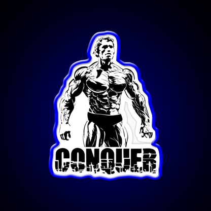 Conquer Arnold Schwarzenegger Bodybuilding Gym Fitness Led Neon Sign Rgb Color