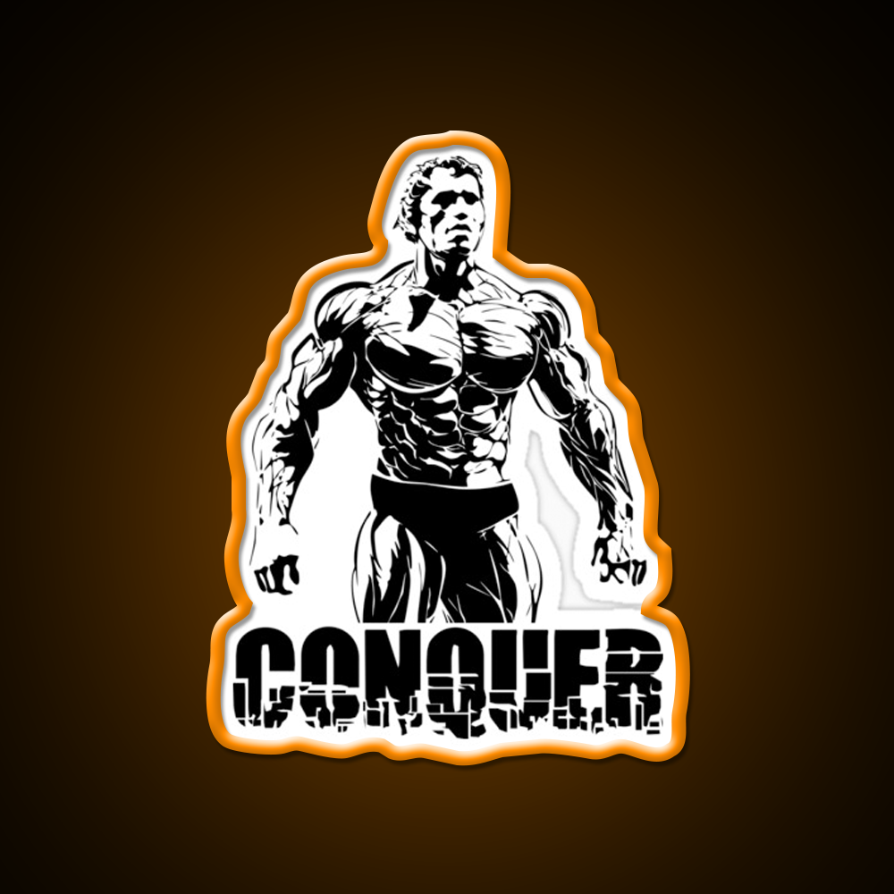 Conquer Arnold Schwarzenegger Bodybuilding Gym Fitness Led Neon Sign Rgb Color