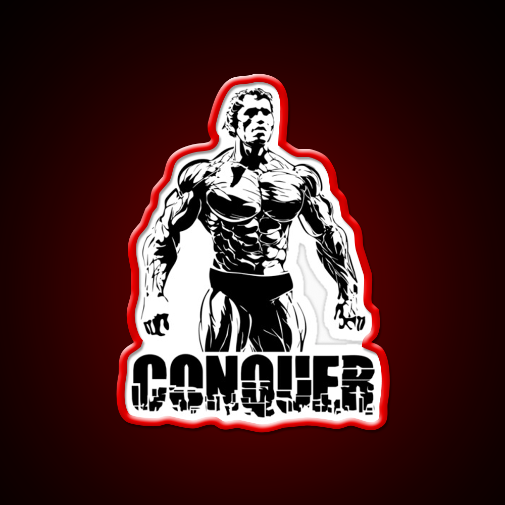 Conquer Arnold Schwarzenegger Bodybuilding Gym Fitness Led Neon Sign Rgb Color
