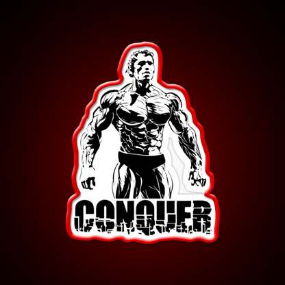 Conquer Arnold Schwarzenegger Bodybuilding Gym Fitness Led Neon Sign Rgb Color