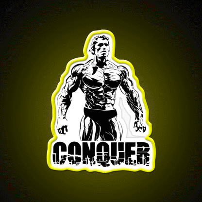 Conquer Arnold Schwarzenegger Bodybuilding Gym Fitness Led Neon Sign Rgb Color