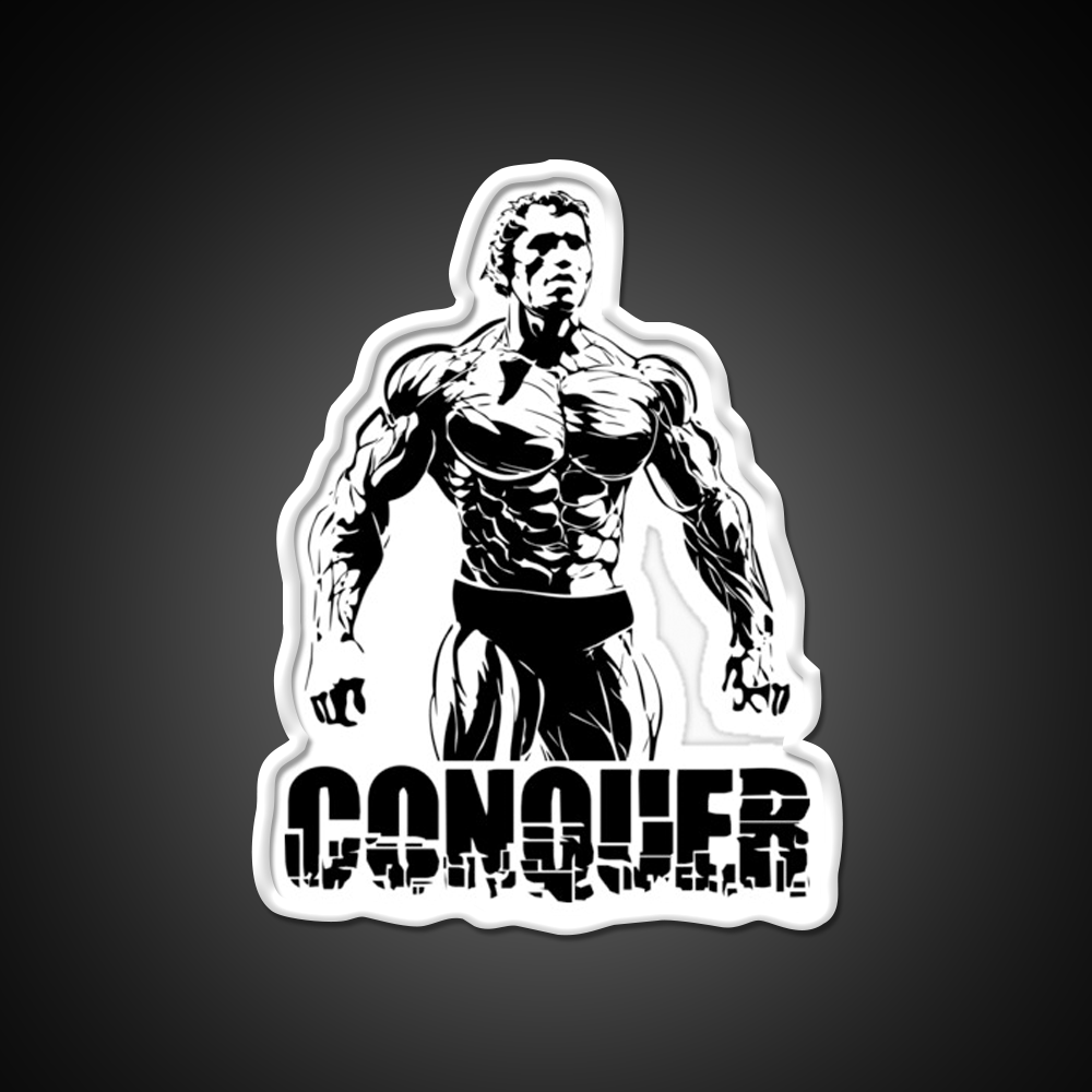 Conquer Arnold Schwarzenegger Bodybuilding Gym Fitness Led Neon Sign Rgb Color