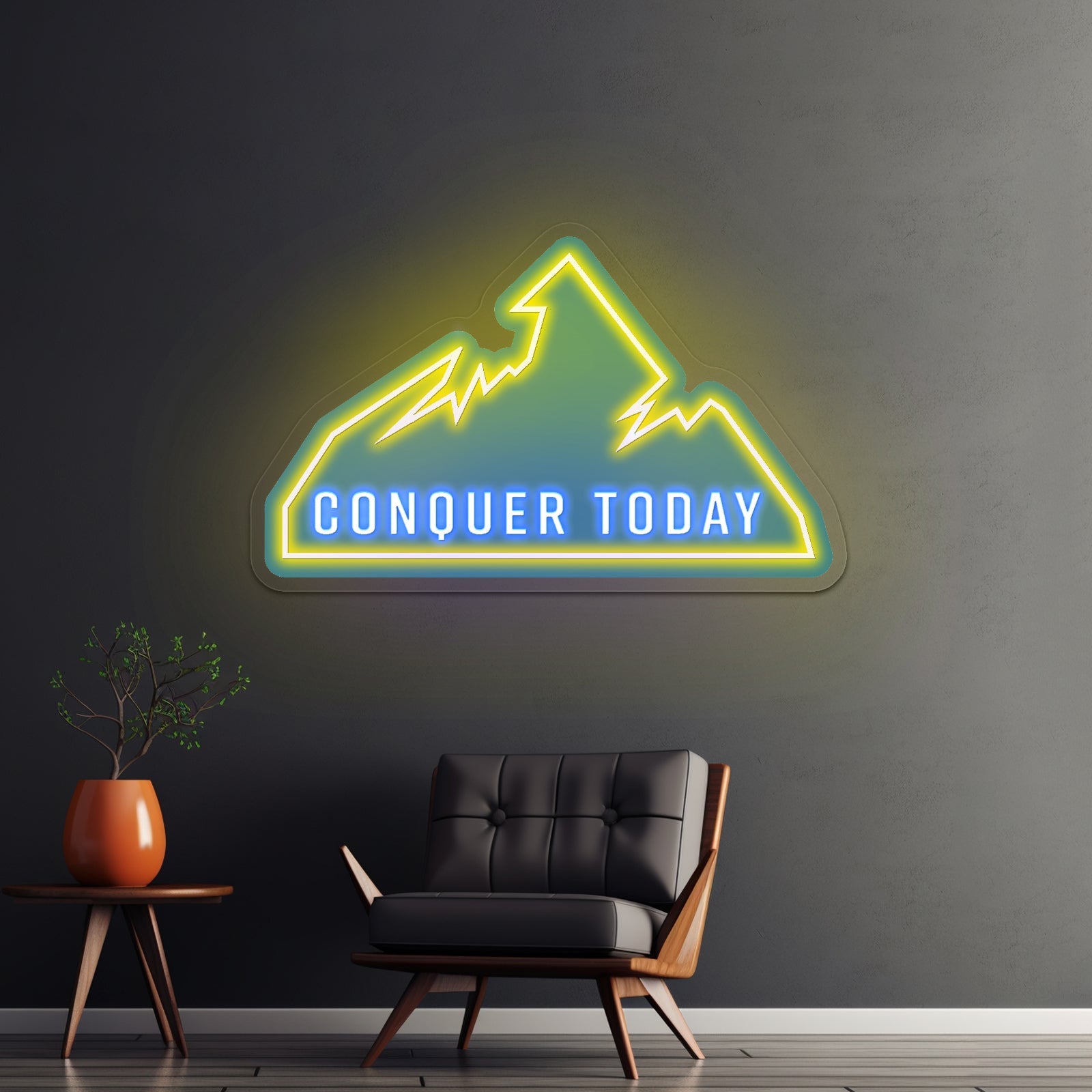 Conquer Today Mountain Motivational Neon Signs - Shineneon