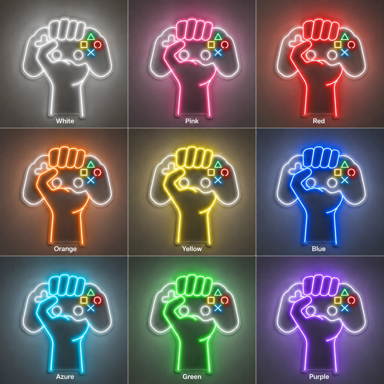 Controller Fist Neon Sign LED Neon Sign color grid