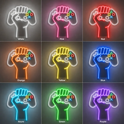 Controller Fist Neon Sign LED Neon Sign color grid