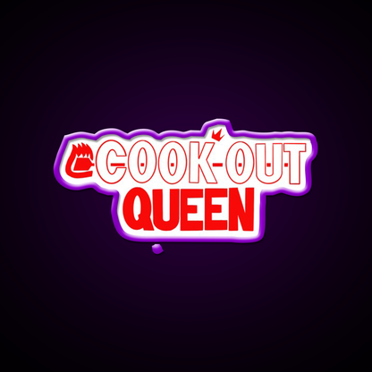Cook Out Queen Fast Food Led Neon Sign For Burger Place Rgb Color