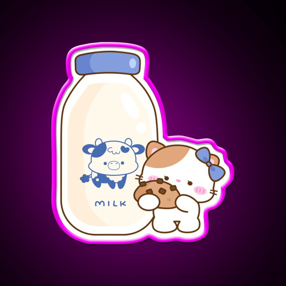 Cookie And Milk Snack Food Led Neon Sign Rgb Color - Shineneon