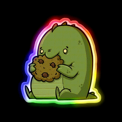 Cookie Dinosaur Snack Food Led Neon Sign Rgb Color - LED neon sign close-up detail