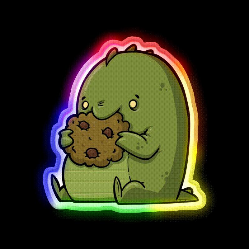 Cookie Dinosaur Snack Food Led Neon Sign Rgb Color - LED neon sign close-up detail
