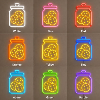 Cookie Jar LED Neon Sign day and night comparison