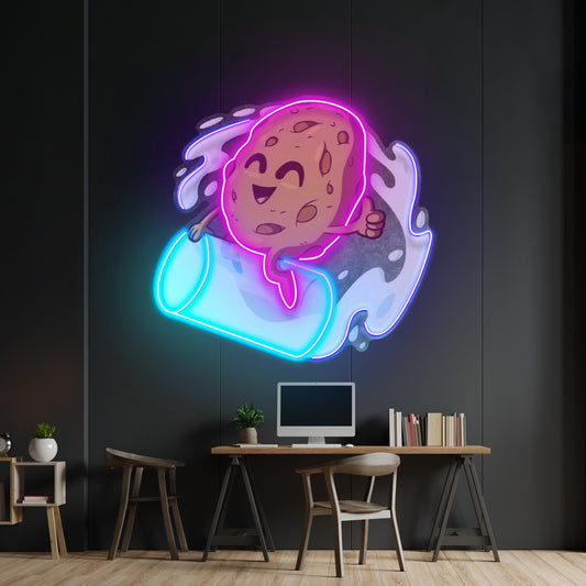 Cookie Riding A Glass Led Neon Sign Light Custom Led Signs