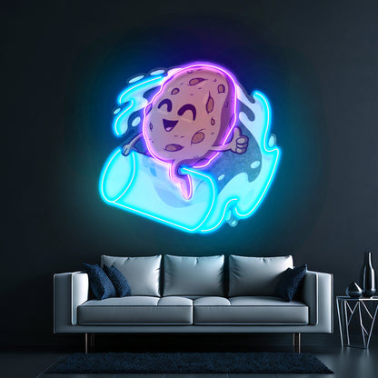 Cookie Riding A Glass Led Neon Sign Light Custom Led Signs