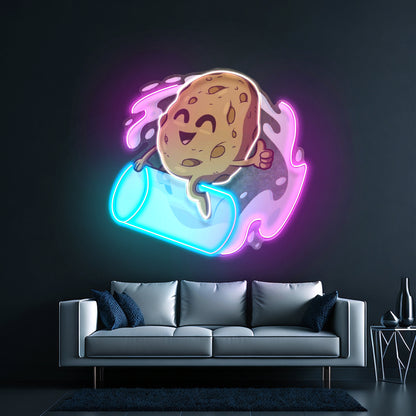 Cookie Riding A Glass Led Neon Sign Light Custom Led Signs