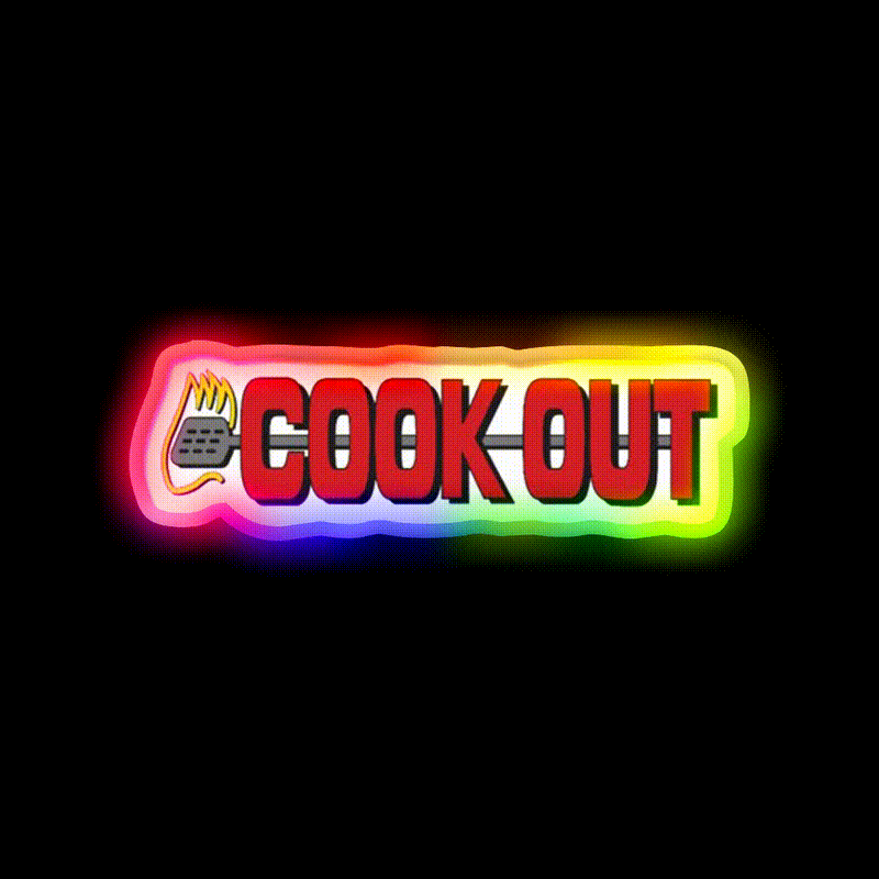 Cookout Fast Food Led Neon Sign For Burger Place Rgb Color - LED neon sign close-up detail