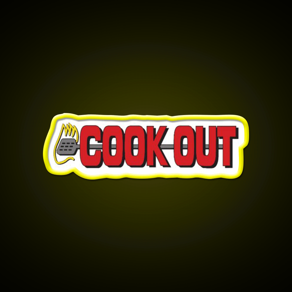 Cookout Fast Food Led Neon Sign For Burger Place Rgb Color - Custom LED neon sign front view