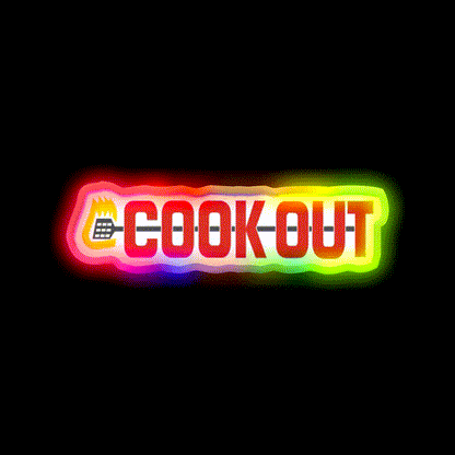 Cookout Fast Food Led Neon Sign For Burger Place Wall Art Rgb Color - LED neon sign close-up detail