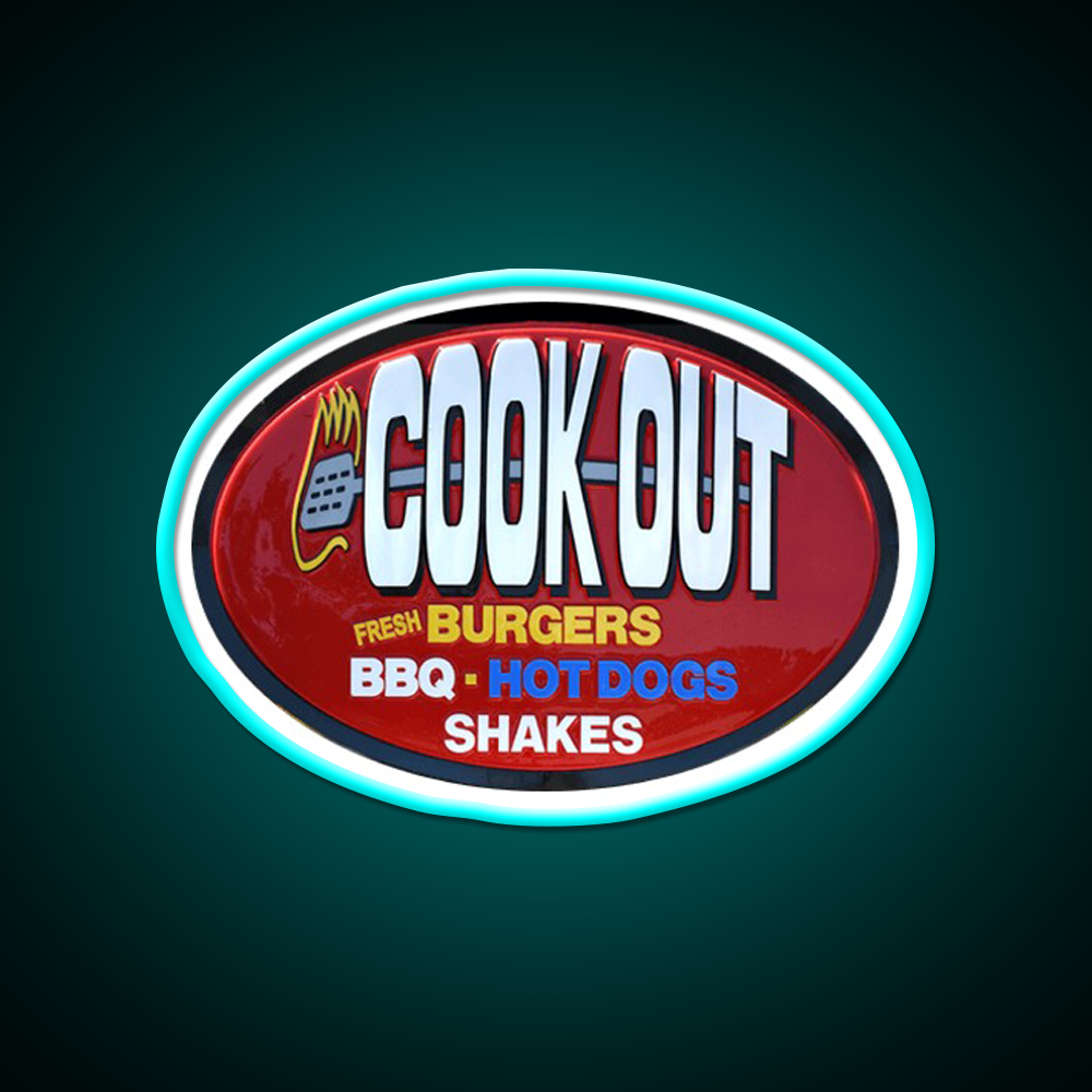 Cookout Fast Food Led Neon Sign For Burger Place Wall Decor Rgb Color