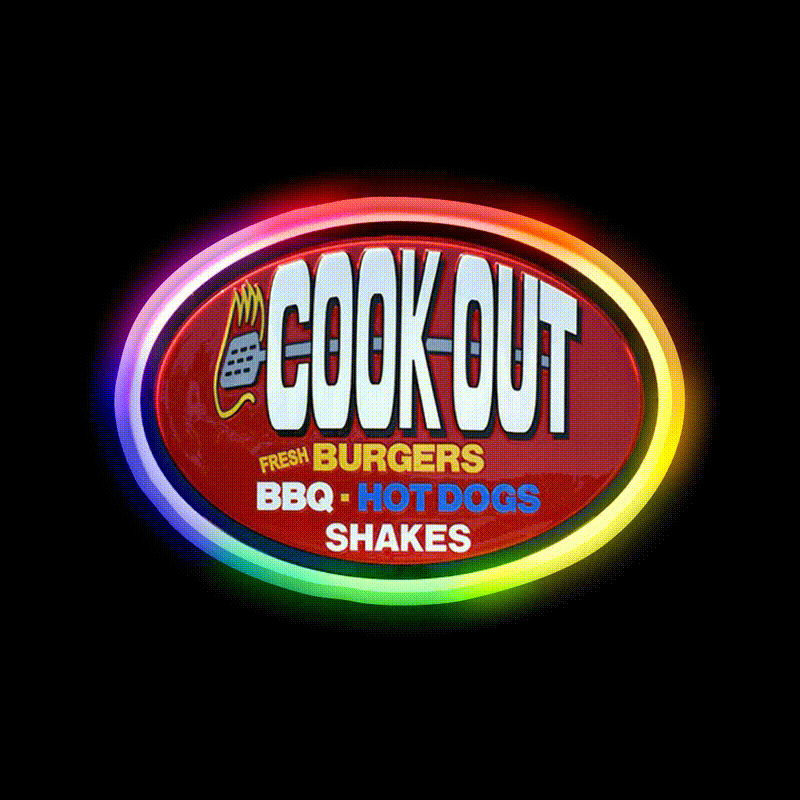 Cookout Fast Food Led Neon Sign For Burger Place Wall Decor Rgb Color