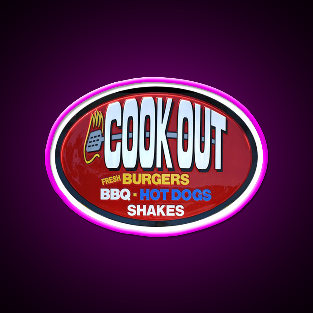 Cookout Fast Food Led Neon Sign For Burger Place Wall Decor Rgb Color