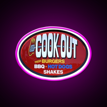 Cookout Fast Food Led Neon Sign For Burger Place Wall Decor Rgb Color